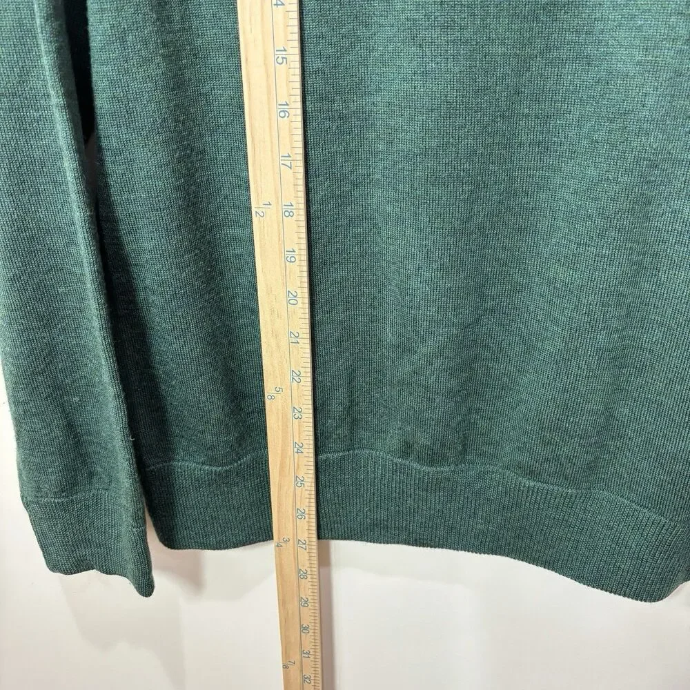 J Crew 100% Merino Wool 1/4 Zip Pullover Dark Green Men M Preppy Quiet Luxury